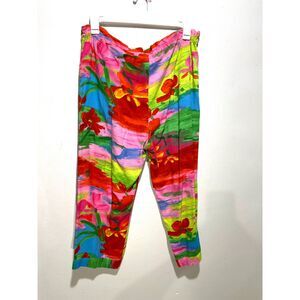Jams world pull on pants drawstring colorful tropical art to wear beach women S